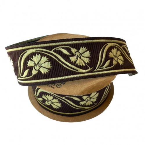 Taśma żakardowa - 35070 - brązowo złota - 3,5cm