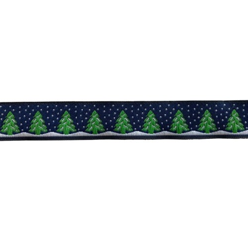 Taśma żakardowa bożonarodzeniowa - 16482 - niebieska - 1.6cm