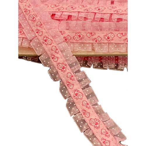 Taśma ozdobna - 25881-OP – różowa - 2,5cm