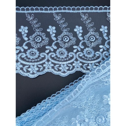 Koronka na tiulu - B0821 - baby blue - 13,5cm