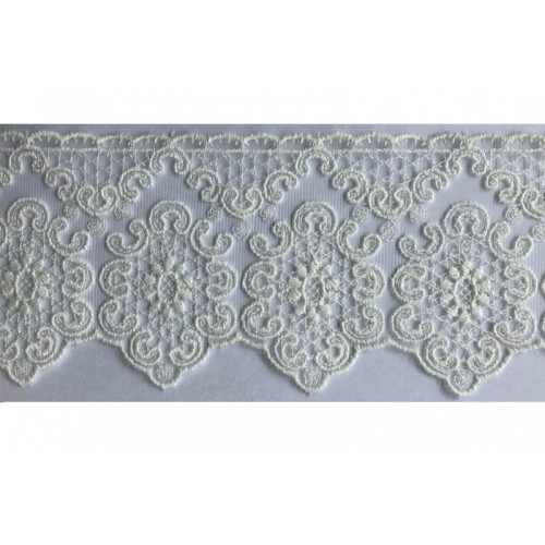 Koronka na tiulu - 3199 - ecru - 9cm