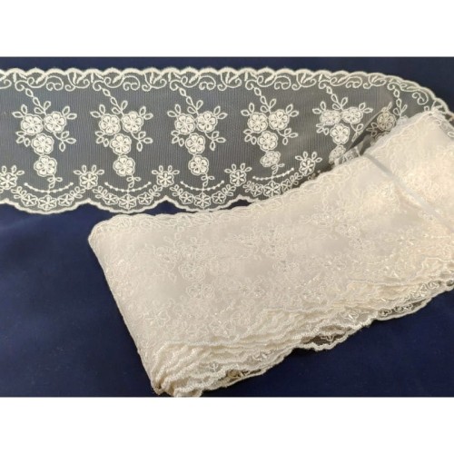 Koronka na tiulu - 5164 - biała - 9,5cm