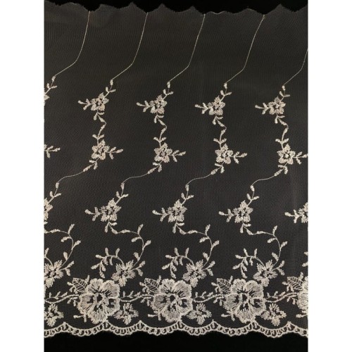 Koronka na tiulu - 0235b - kremowa - 27cm