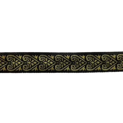 Taśma żakardowa - 16071 – czarno złota - 1,5cm