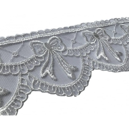 Koronka na tiulu - DT589 - biała śmietankowa - 5,5 cm