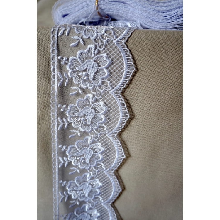 Koronka na tiulu - 0207 - biała - 9,5cm