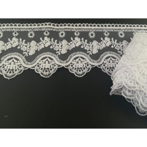 Koronka na tiulu - 3100 - biała - 8,5cm