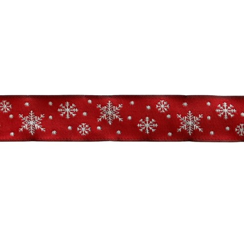 Taśma żakardowa bożonarodzeniowa - 22481 - czerwona - 2,2cm