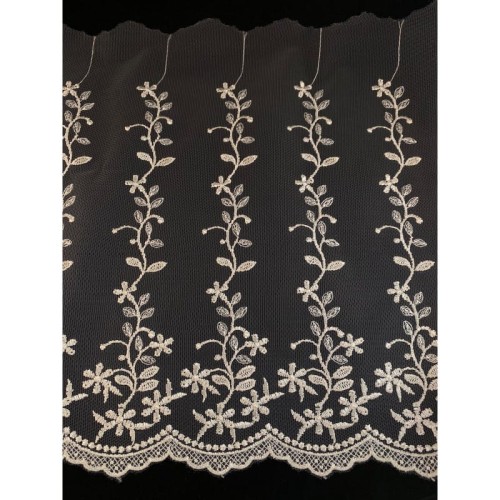 Koronka na tiulu - 0234b - kremowa - 27cm