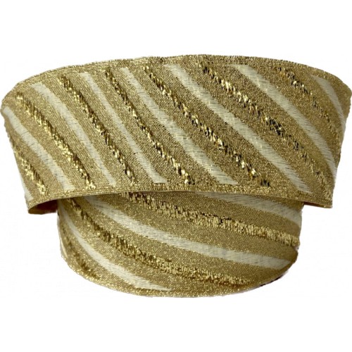 Taśma żakardowa - 35340 – kremowo-złota - 3,5cm