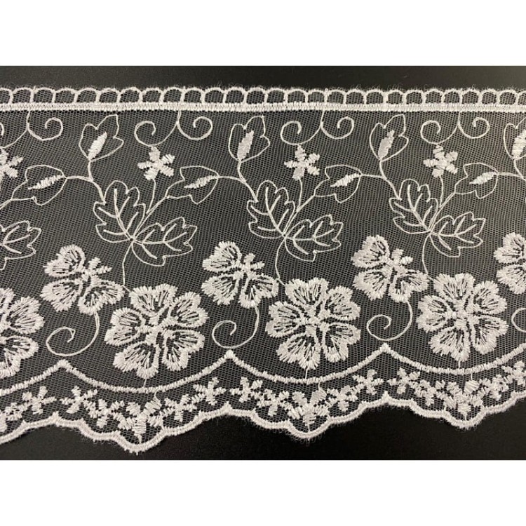 Koronka na tiulu - B0509 - biała - 12cm