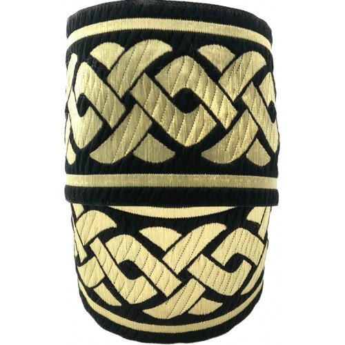 Taśma żakardowa - 70069 - czarno złota - 7 cm