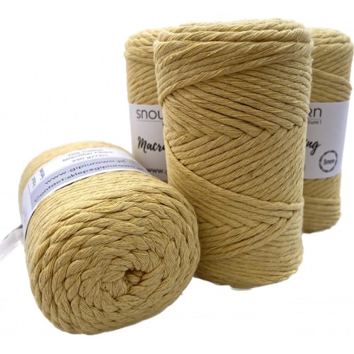 Sznurek bawełniany do makramy MACRAME STRING - żółty 506 - 3mm - 75m