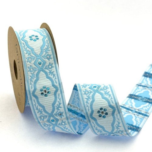 Taśma żakardowa - 35800 - błękitna - 3,5 cm