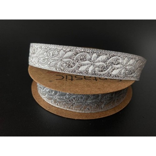 Taśma żakardowa - 16084 - metalizowana srebrna - 1,5cm