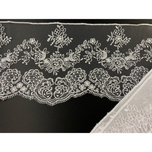 Koronka na tiulu - B0078 - biała - 13cm