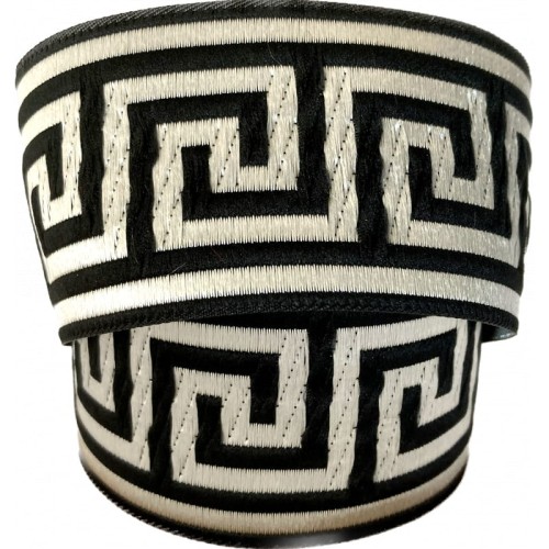 Taśma żakardowa - 50062 – czarno-srebrna - 5cm