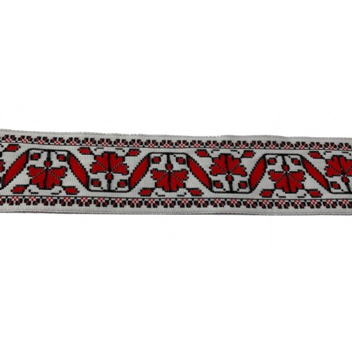 Taśma żakardowa - 35986 - czerwona - 3,5cm