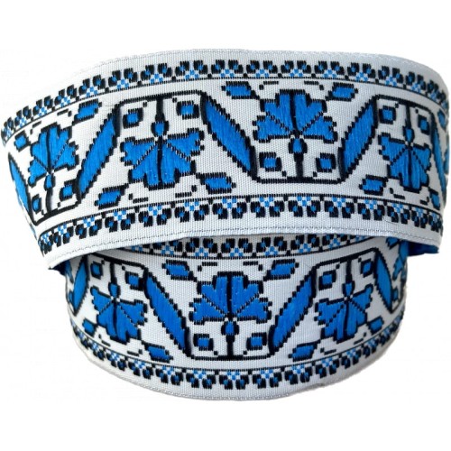 Taśma żakardowa - 35986 - niebieska - 3,5cm