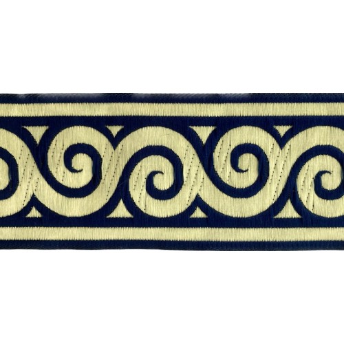 Taśma żakardowa - 50061 - niebiesko złota - 5cm