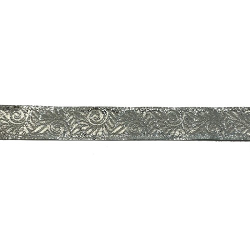 Taśma żakardowa, taśma ozdobna - 16064 – metalizowana srebrna - 1,5cm