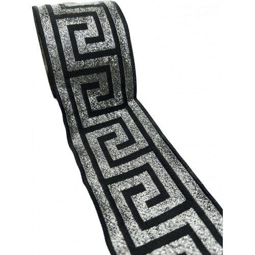 Taśma żakardowa - 70062 - szaro srebrna metalizowana - 7cm