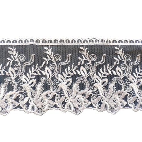 Koronka na tiulu - B0511 - biała - 11cm