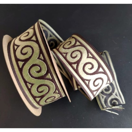 Taśma żakardowa - 35061 - brązowo złota - 3,5cm