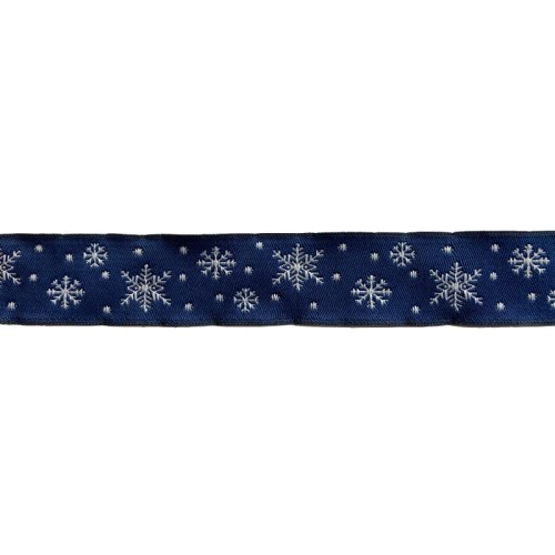 Taśma żakardowa bożonarodzeniowa - 22481 - niebieska - 2,2cm