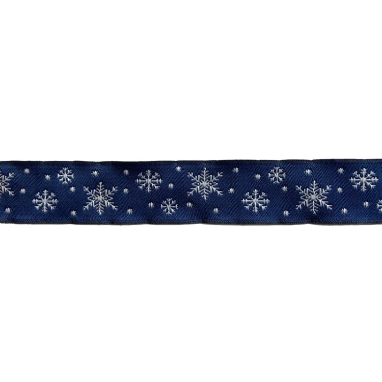 Taśma żakardowa bożonarodzeniowa - 22481 - niebieska - 2,2cm