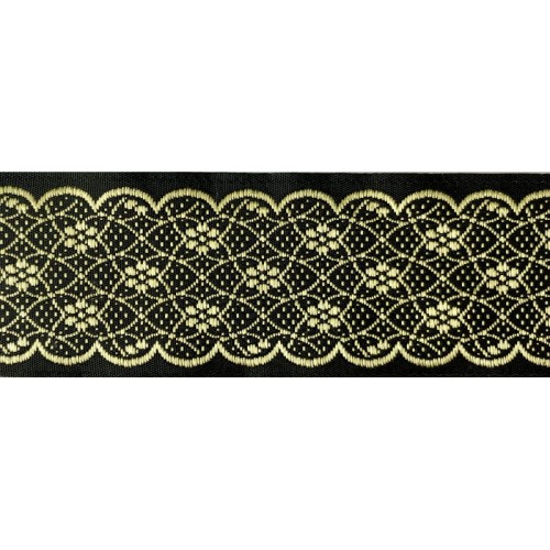 Taśma żakardowa - 35712 - czarno złota - 3,5cm