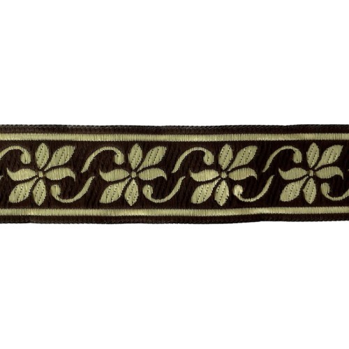 Taśma żakardowa - 35084 brązowo złota - 3,5cm