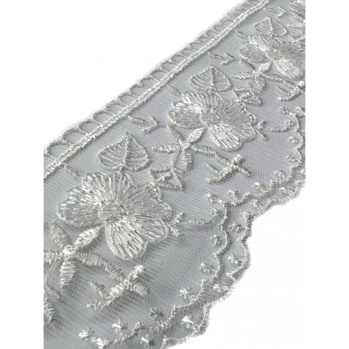 Koronka na tiulu - DT400 - biała śmietankowa - 7 cm