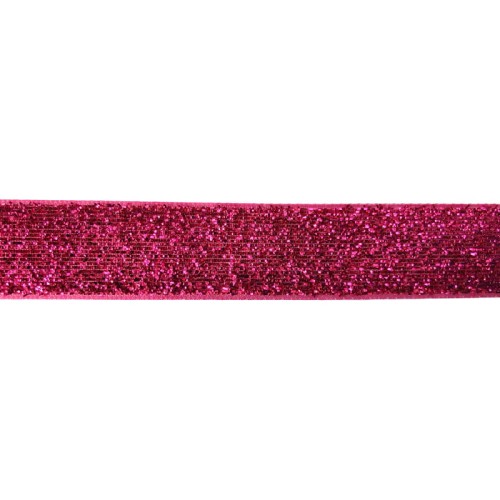 Taśma ozdobna połyskująca z lureksem T-25 - różowa / magneta - 2cm