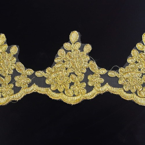 Koronka francuska - 80802 - kremowo - złota, 8cm