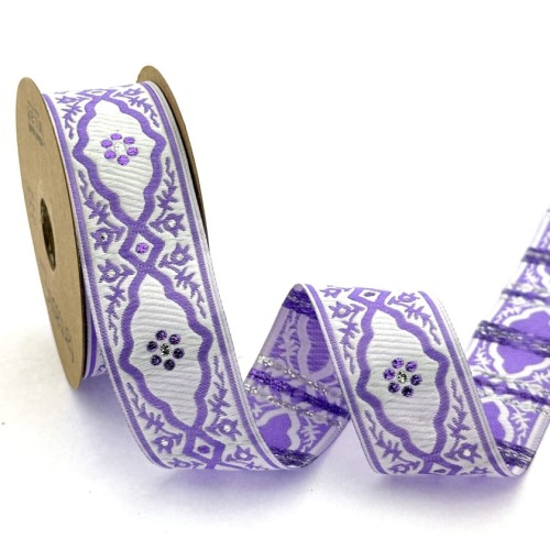 Taśma żakardowa - 35800 - liliowa - 3,5 cm