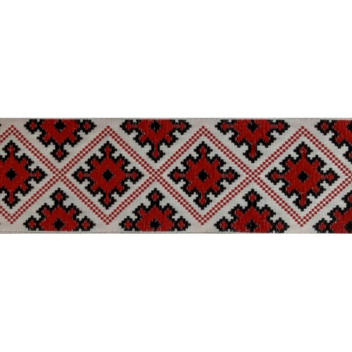 Taśma żakardowa - 35985 - czerwona - 3,5cm