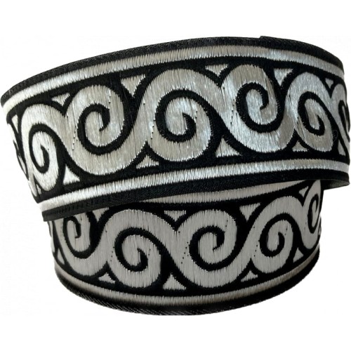 Taśma żakardowa - 35061 – czarna srebrna - 3,5cm