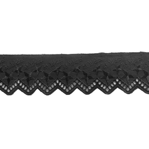 Promocja-Końcówka- 0,80 mb - Haft na batyście - 301 - czarny - 5cm - II gatunek