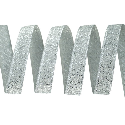 Taśma żakardowa - 16071 - metalizowana srebrna - 1,5cm