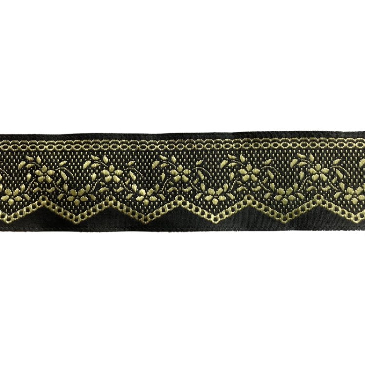 Taśma żakardowa - 35710 - czarno złota - 3,5cm
