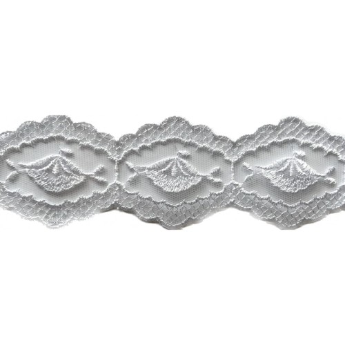 Koronka na tiulu - 8TB212A - biała - 5cm