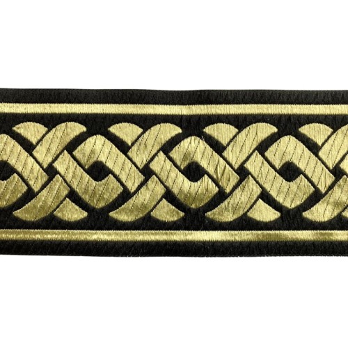 Taśma żakardowa - 70069 - czarno złota - 7 cm