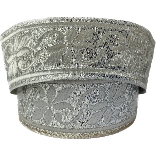 Taśma żakardowa - 35084 - metalizowana srebrna - 3,5cm