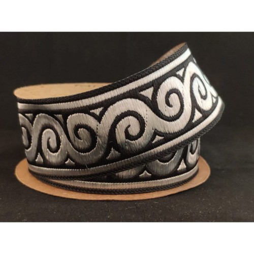 Taśma żakardowa - 35061 – czarna srebrna - 3,5cm
