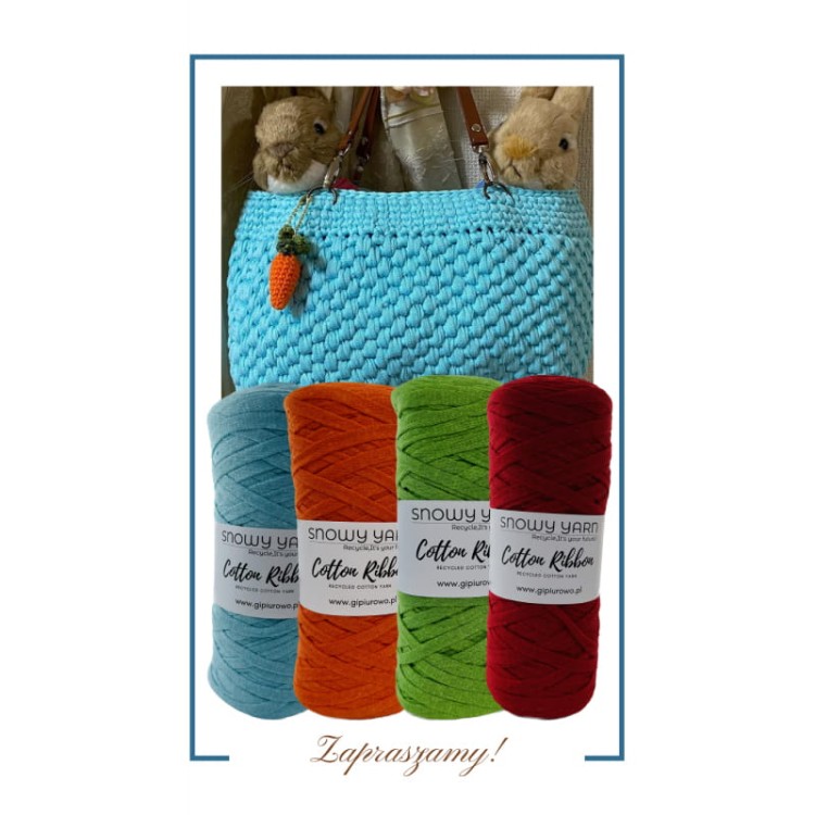 Włóczka tasiemkowa - Cotton Ribbon - błękitna 11 - 120m