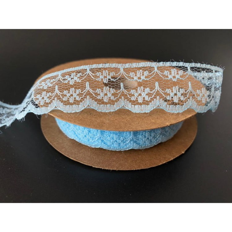 Koronka poliestrowa - 22380 – niebieska - 2,2cm