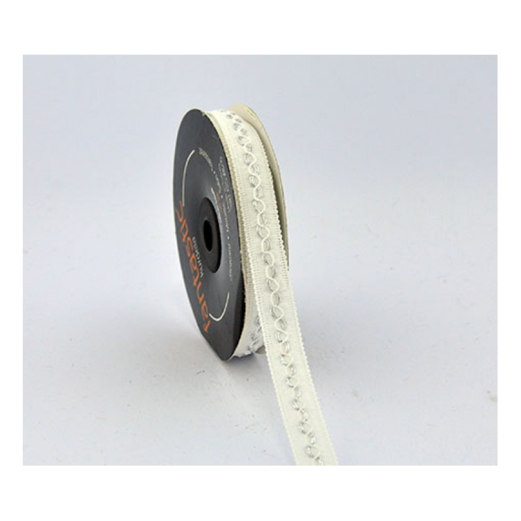 Taśma ozdobna, tapicerska - 12720 – biało srebrna - 1,2cm