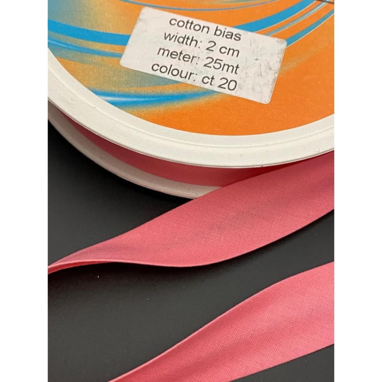 Lamówka bawełniana - różowa ct20 - 2 cm