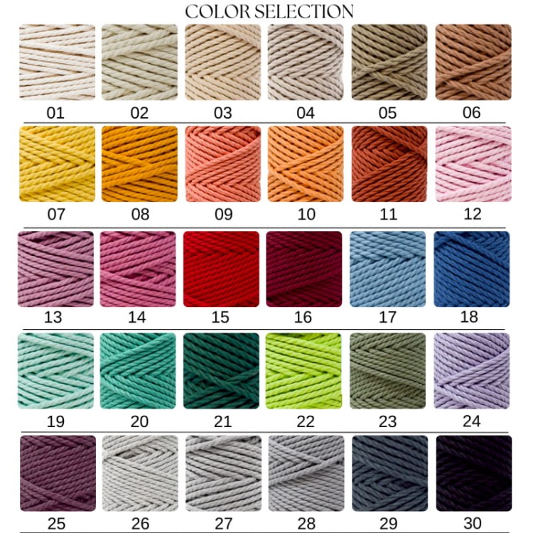 Sznurek bawełniany do makramy 2PLY - Cotton Cord - błękitny 17 - 3mm - 75m